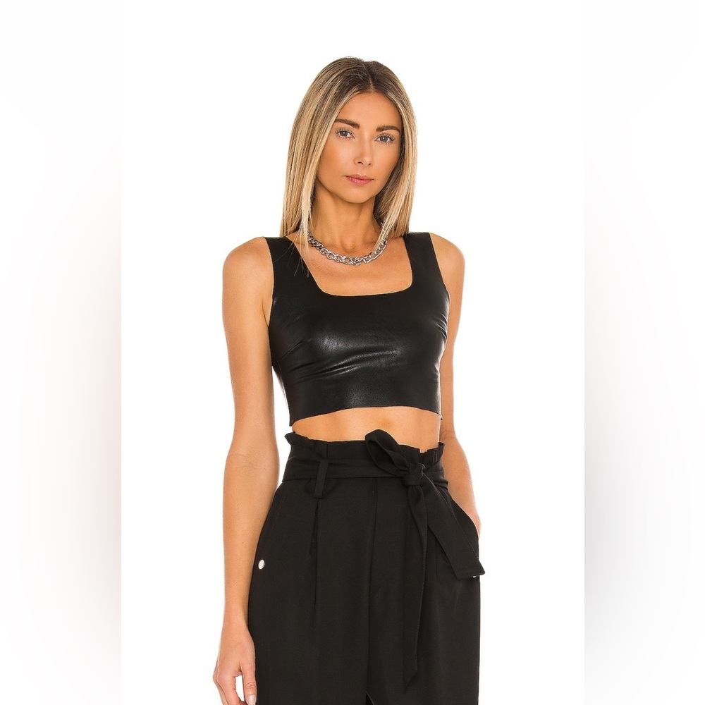 Commando faux leather crop top in black size s
